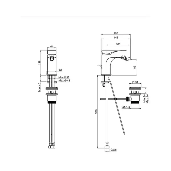 Fima Carlo F3722NS.WS Змішувач для біде Quad black matt Water Saving  Fima ІТАЛІЯ