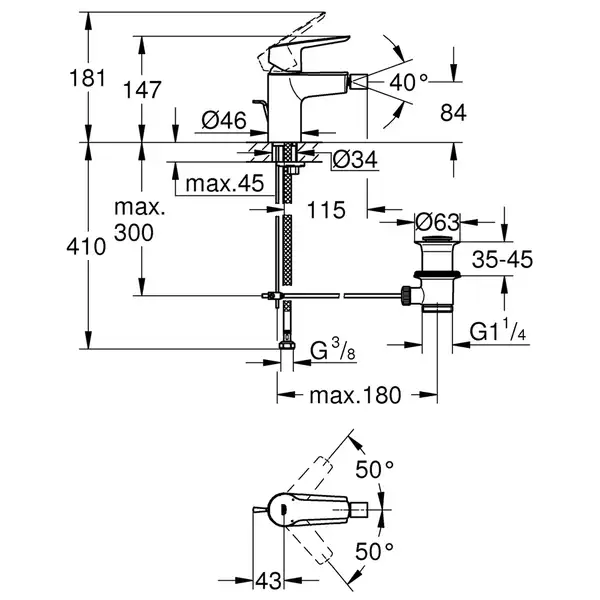 Grohe Start Смеситель для биде, хром (32560002)