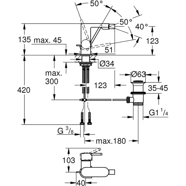 Grohe Plus Смеситель для биде, хром (33241003)