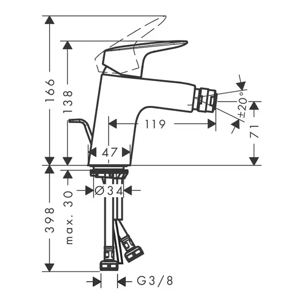 Hansgrohe Logis Смеситель для биде, черный матовый (71204670)