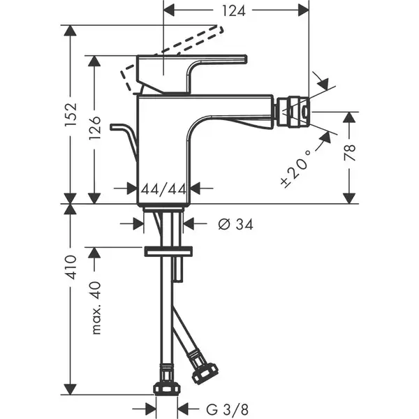 Hansgrohe Vernis Shape Смеситель для биде, черный матовый (71211670)