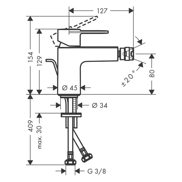 Змішувач для біде Hansgrohe Vernis S (колір - хром), з донним клапаном  71213000