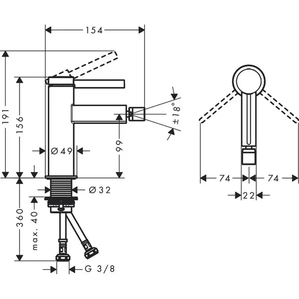 Hansgrohe Finoris Змішувач для біде, хром (76200000)