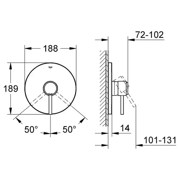 Смеситель для душа Grohe Atrio (цвет - хром) (19463001) фото 2 Aquada.com.ua