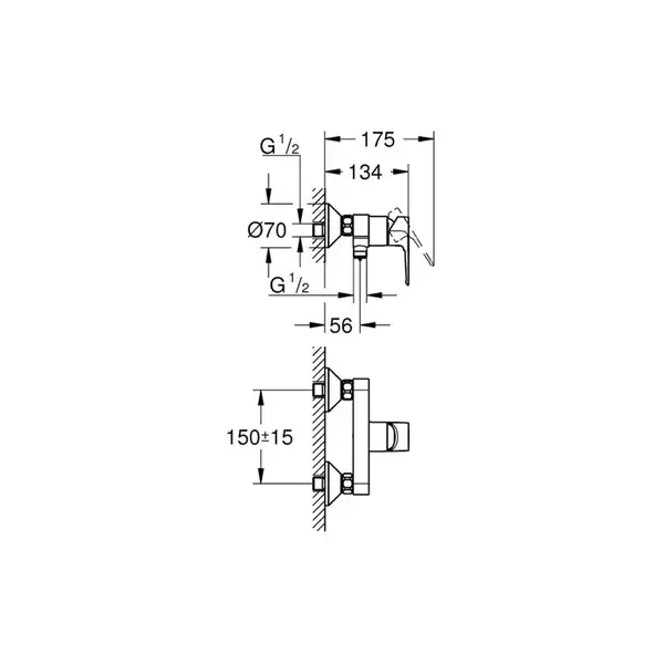 Grohe BauLoop New Смеситель для душа, хром (23634001)