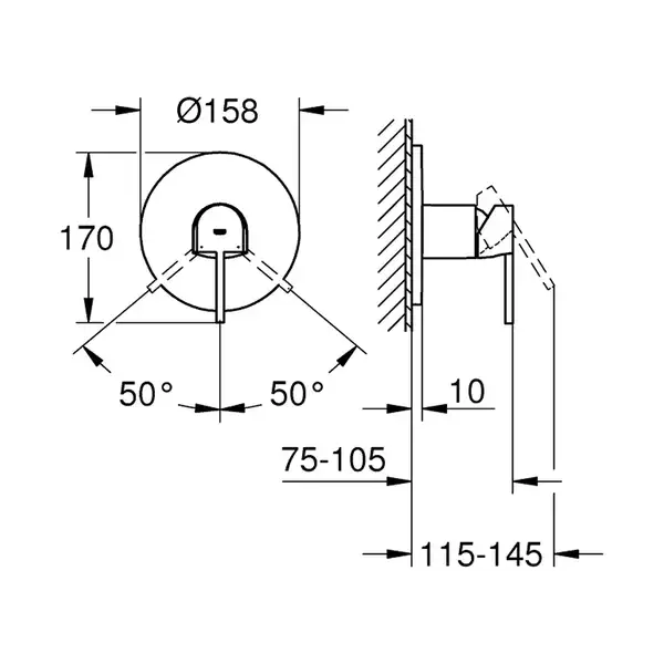 Смеситель для душа Grohe Plus (цвет - хром) (24059003) фото 5 Aquada.com.ua