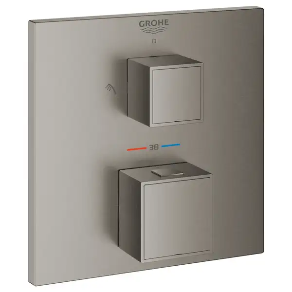 Термостат для душа с переключатилем на 2 положения Grohe Grohtherm Cube (цвет - тёмный графит, матовый) (24155AL0) фото 1 Aquada.com.ua