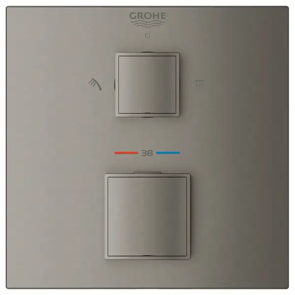 Термостат для душа с переключатилем на 2 положения Grohe Grohtherm Cube (цвет - тёмный графит, матовый) (24155AL0) фото 2 Aquada.com.ua