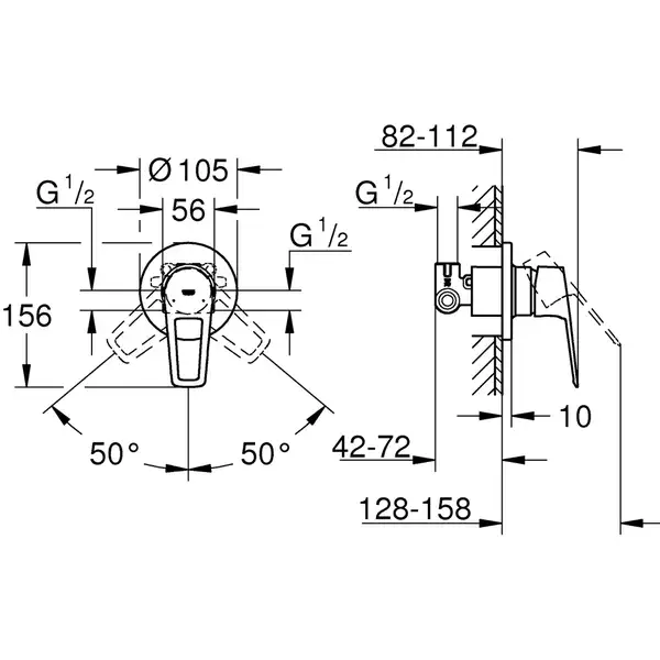 Grohe BauLoop New Смеситель скрытого монтажа, хром (29042001)