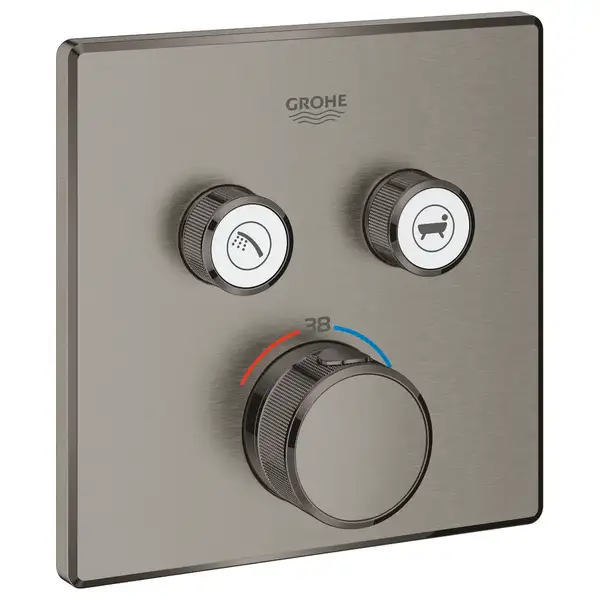 Термостат для душа на 2 выхода Grohe Grohtherm SmartControl (цвет - тёмный графит, матовый) (29124AL0) фото 1 Aquada.com.ua