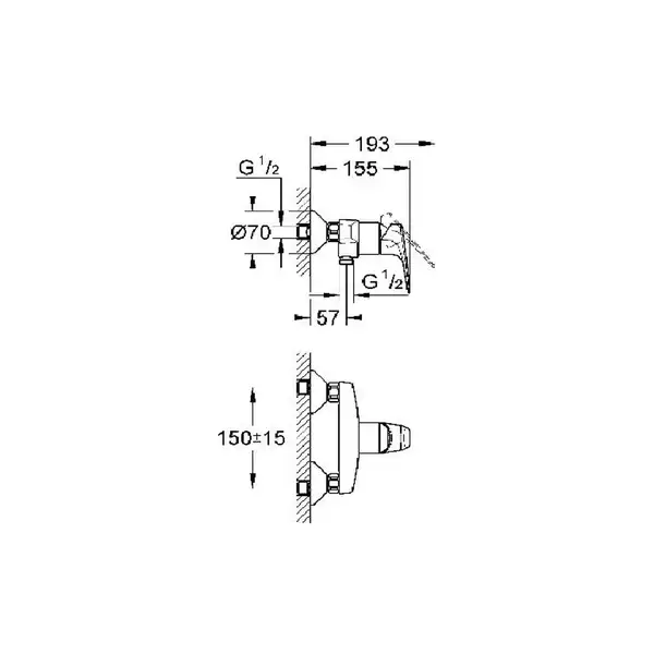 Смеситель для душа Grohe BauEdge (цвет - хром) (32812000) фото 2 Aquada.com.ua