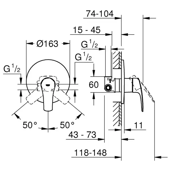 Grohe Eurosmart New Смеситель скрытый, хром (33556003)