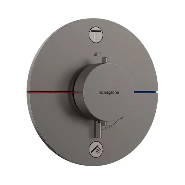 Термостат на 2 потребителя со встроенной защитной комбинацией EN 1717 Hansgrohe ShowerSelect Comfort S (цвет - матовый чёрный хром) 15556340