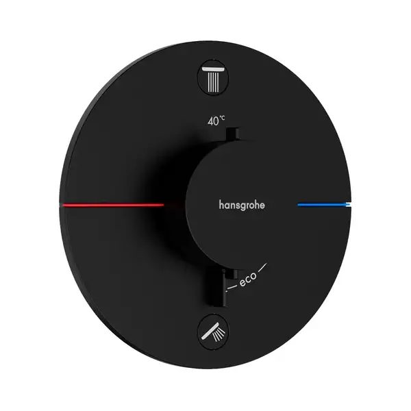 Термостат на 2 потребителя со встроенной защитной комбинацией EN 1717 Hansgrohe ShowerSelect Comfort S (цвет - чёрный матовый) 15556670