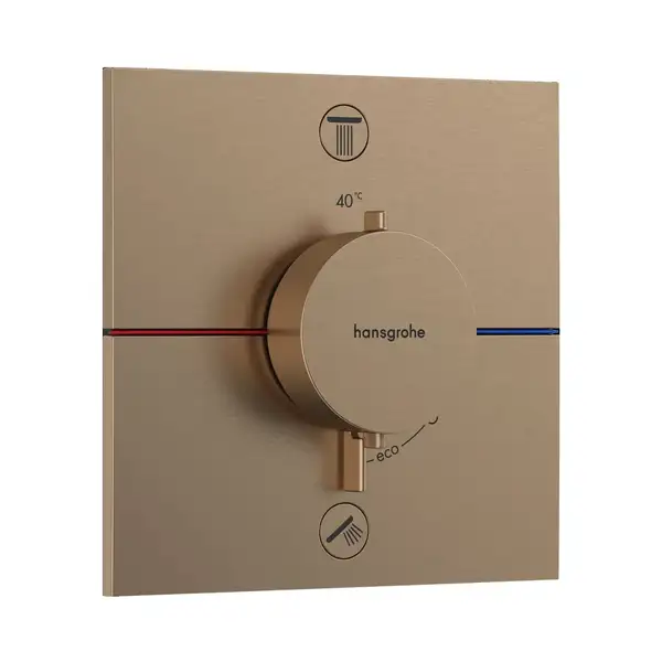 Термостат на 2 потребителя со встроенной защитной комбинацией EN 1717 Hansgrohe ShowerSelect Comfort E (цвет - шлифованная бронза) 15578140