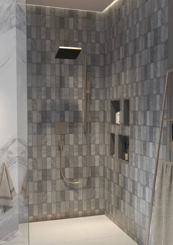 Термостат на 2 потребителя со встроенной защитной комбинацией EN 1717 Hansgrohe ShowerSelect Comfort E (цвет - шлифованная бронза) 15578140
