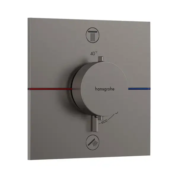 Термостат на 2 потребителя со встроенной защитной комбинацией EN 1717 Hansgrohe ShowerSelect Comfort E (цвет - матовый чёрный хром) 15578340