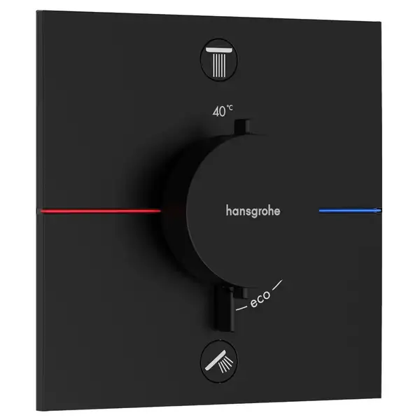 Термостат на 2 потребителя со встроенной защитной комбинацией EN 1717 Hansgrohe ShowerSelect Comfort E (цвет - чёрный матовый) 15578670