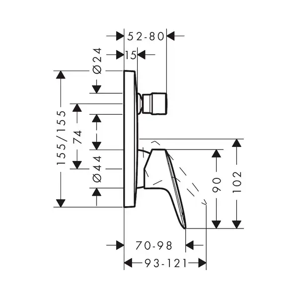 Hansgrohe Logis Смеситель для ванны/душа, черный матовый (71405670)