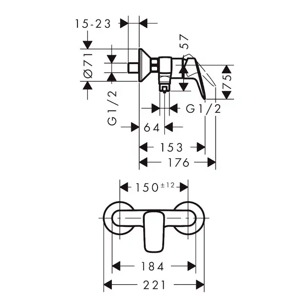 HANSGROHE Logis Смеситель для душа, черный матовый (71600670)