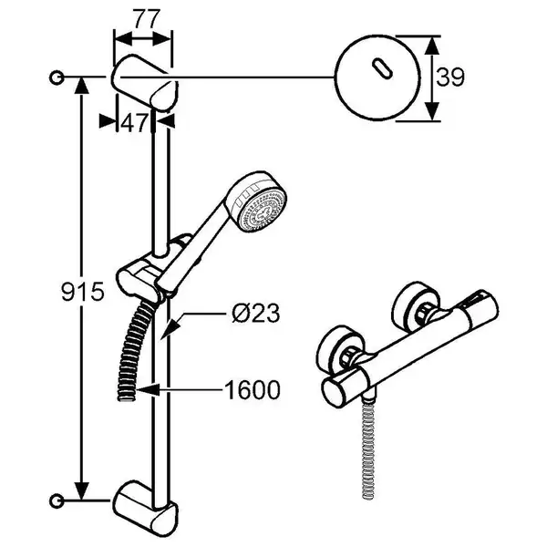 ZENTA Shower DUO (душ.сист.+зміш-терм.душ) 6057705-00,KLUDI (6057705-00)