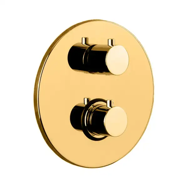 Термостат для душа на 2 потребителя Paffoni Light (цвет - Honey gold spazzolato / Матовое медовое золото), в комплекте со скрытой частью (LIQ018HGSP)