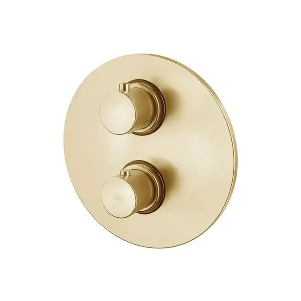 Термостат для душа на 2 потребителя Paffoni Light (цвет - Honey gold spazzolato / Матовое медовое золото), в комплекте со скрытой частью (LIQ018HGSP)