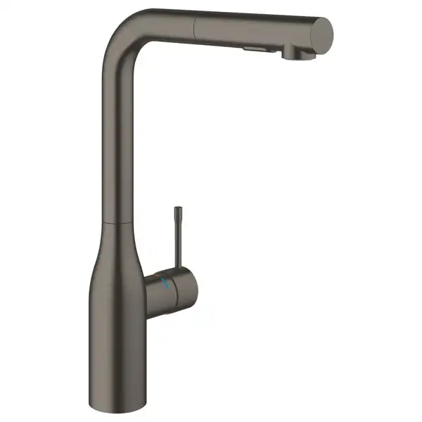 Змішувач для кухні Grohe Essence одноважільний з висувною лійкою, brushed hard graphite (30504AL0)