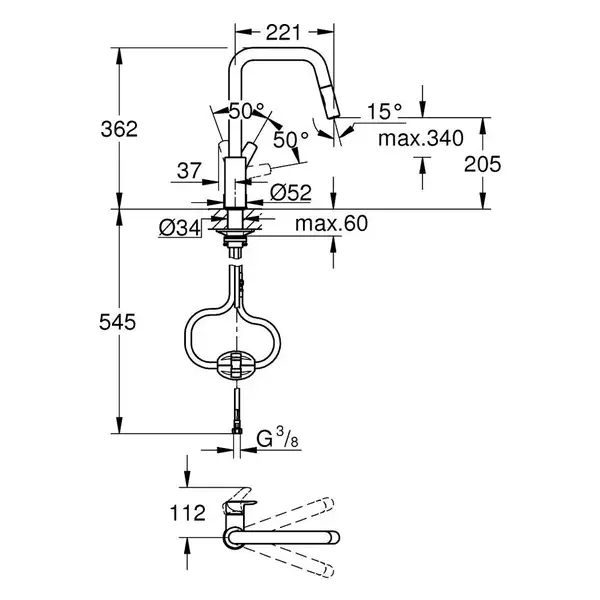 Grohe Eurosmart Смеситель для кухни, черный матовый (306192430)