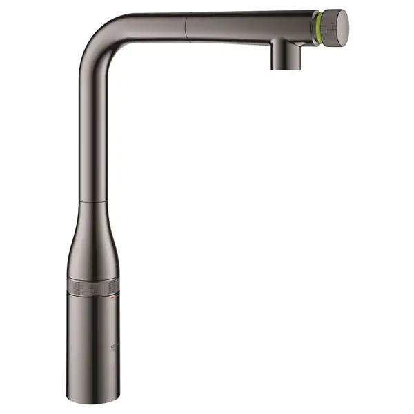 Змішувач для кухні GROHE Essence SmartControl з висувним L-подібним виливом, графіт глянець (31615A00)