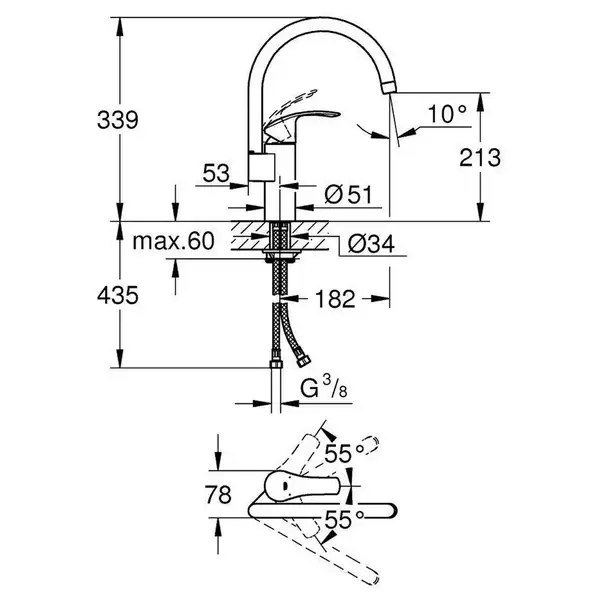 Кухонний змішувач для мийки GROHE Eurosmart (33202DC2)