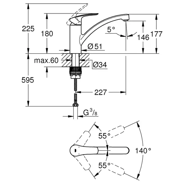 Grohe Eurosmart New Смеситель для кухни, хром (33281003)