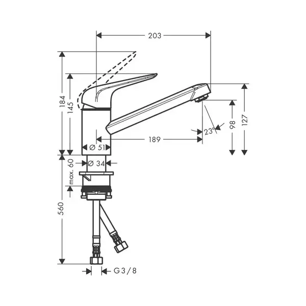 Змішувач для кухні Hansgrohe Focus M421-H100 1jet, хром (71808000)