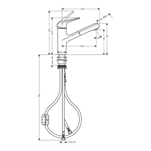 Hansgrohe Focus M427-H150 Змішувач для кухні, хром (71814000)