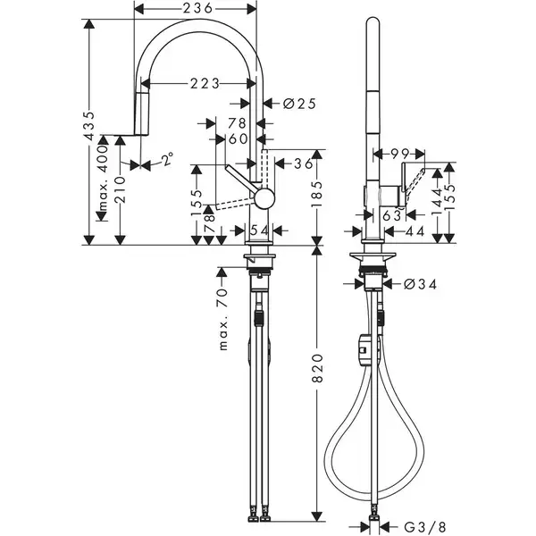 HANSGROHE Talis 210 Змішувач для кухні, чорний матовий (72802670)