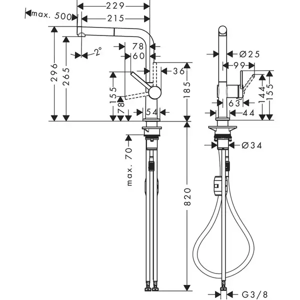Hansgrohe Talis M54 210 Змішувач кухні, чорний хром (72808340)