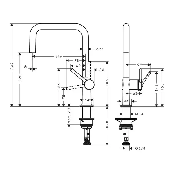 HANSGROHE Talis M54 U 220 Змішувач для кухні, хром (72844000)