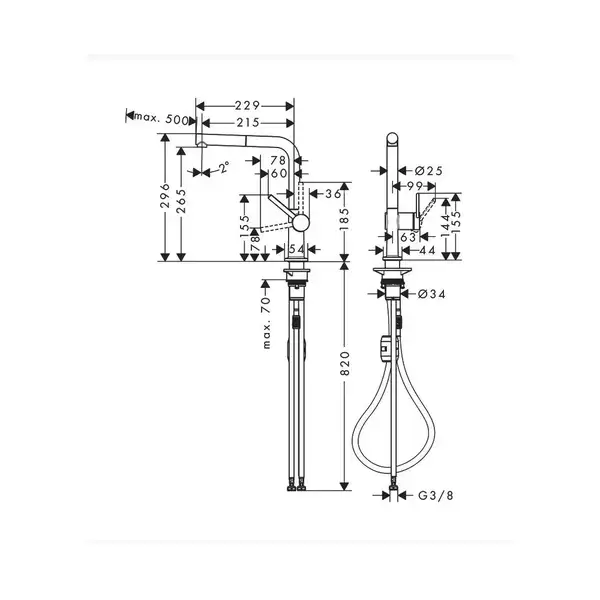 Hansgrohe Talis M54 270 Змішувач для кухні, чорний матовий (72845670)