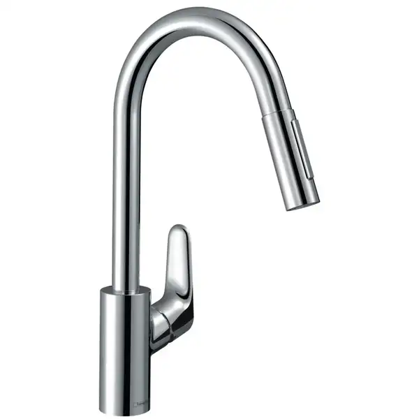 Змішувач для кухні Hansgrohe Focus 240 2jet з висувним виливом Sbox, Stainless Steel Finish (73880800)