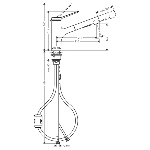 Hansgrohe Zesis M33 Змішувач кухонний, сталь (74800800)