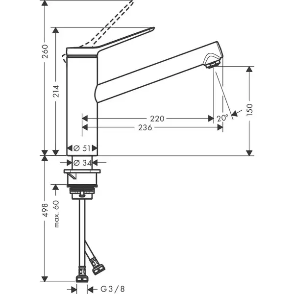 Hansgrohe Zesis M33 150 Змішувач для кухні, чорний (74802670)