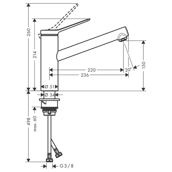 Hansgrohe Zesis M33 Кухонний змішувач, сталь (74802800)