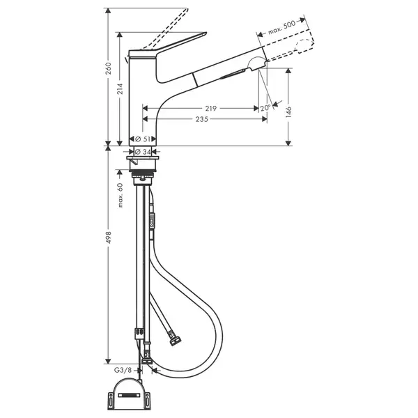 Hansgrohe Zesis M33 Змішувач для кухні, хром (74803000)