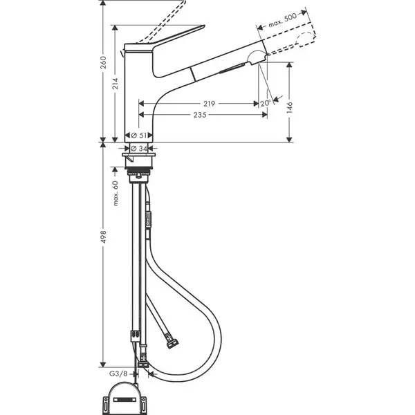 Hansgrohe Zesis M33 Змішувач для кухні, хром (74803000)