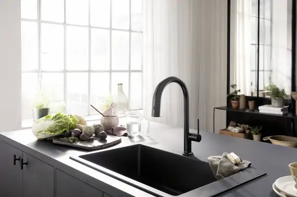 Смеситель для кухни Hansgrohe Aqittura M91 FilterSystem 210, 1jet (цвет - чёрный матовый) 76801670