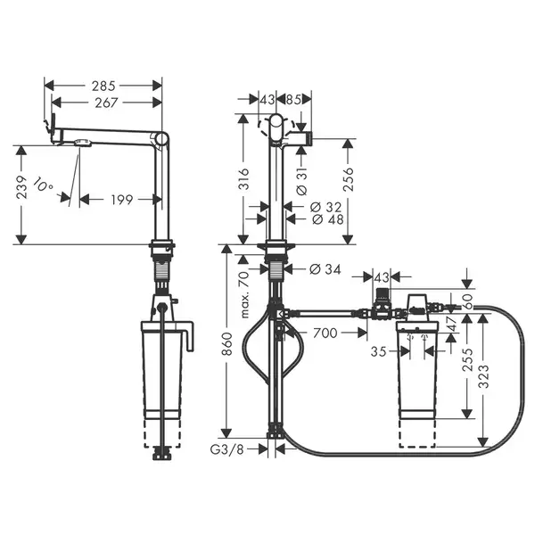 Hansgrohe Aqittura M91 FilterSystem 240 Смеситель, хром (76802000)