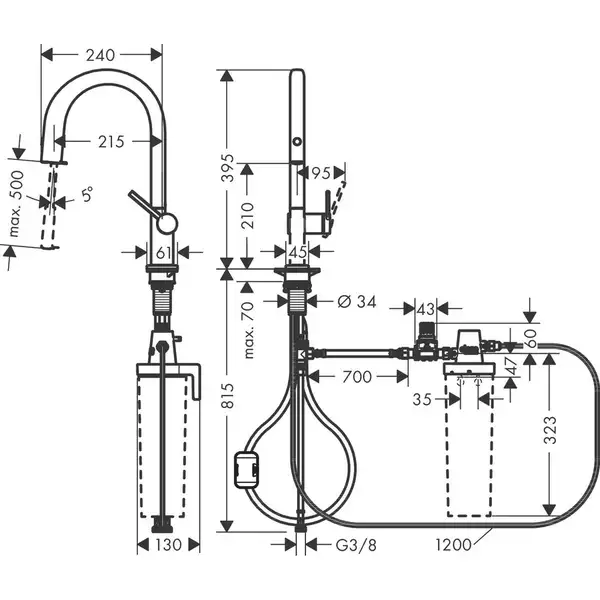 Hansgrohe Aqittura M91 Змішувач для кухні, чорний матовий (76803670)