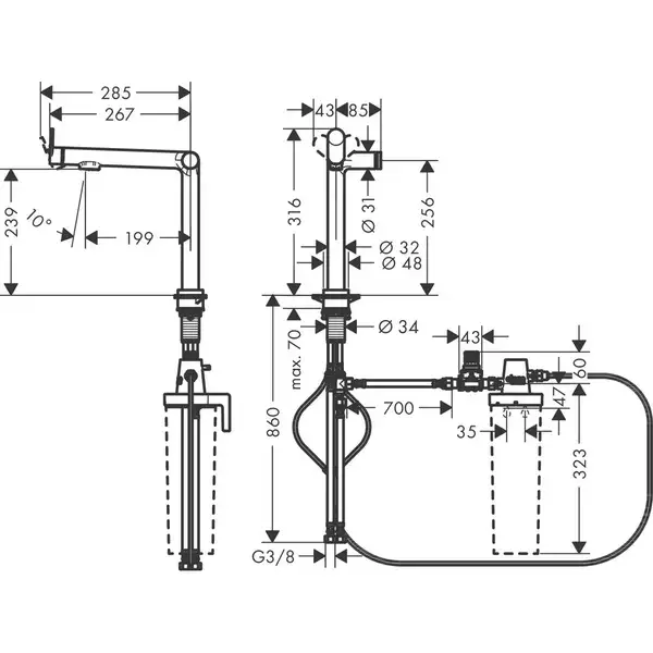 Hansgrohe Aqittura M91 Змішувач для кухні, чорний (76804670)