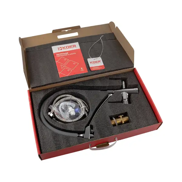 KOER KB-72003-01 Смеситель кухонный 2в1, хром/графит (KR3375)