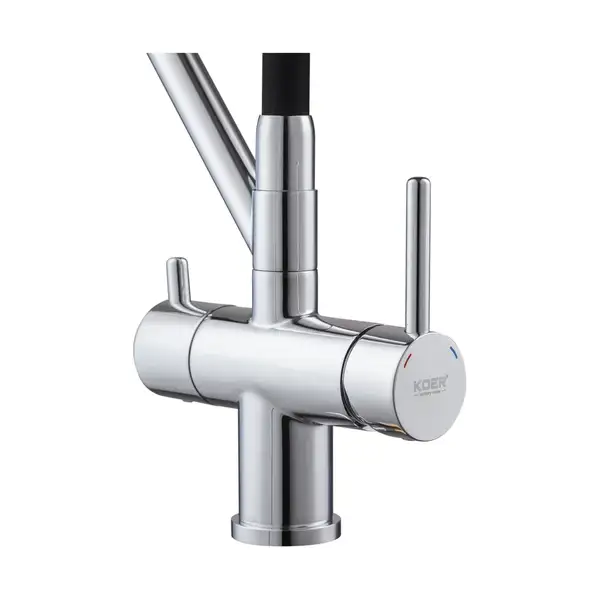 KOER KB-72006-01 Смеситель для кухни, хром/черный (KR3379)